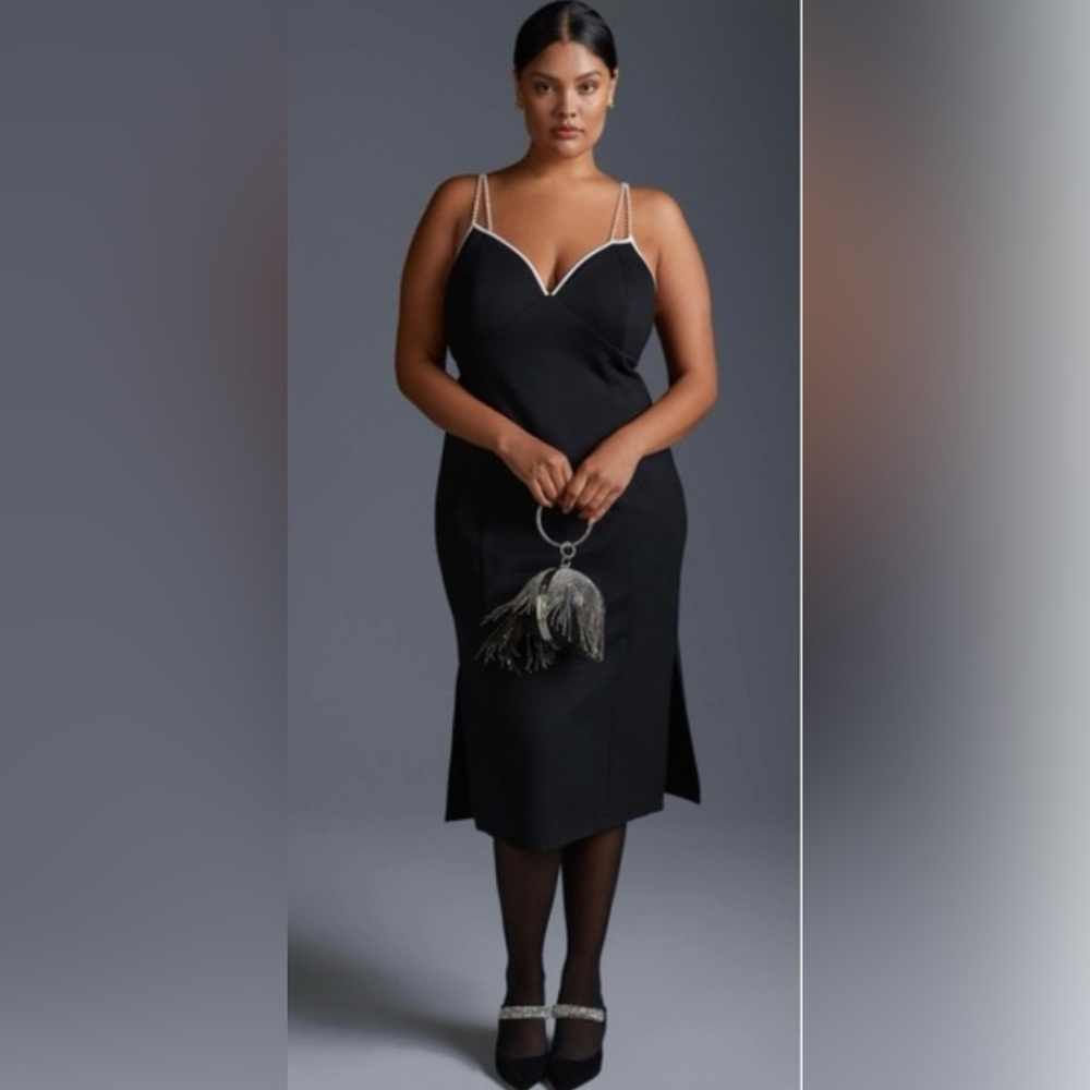 Anthropologie Black Dress with Silver Accents